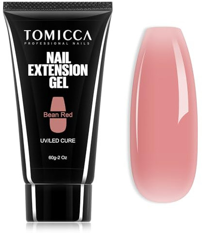 TOMICCA 60g Extension gel Nude Rose D'extension Ongles Gel Construction Ongle UV Naturel,Vernis Semi Permanent Quick Building Extender Gel pour Manucure Nail Art Debutant et professionnel
