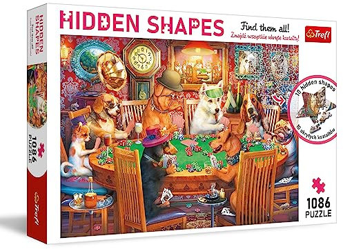 Trefl - Puzzle Hidden Shapes: Spieleabend - 1000 + 86 Elemente - Finde das Puzzle Versteckte Formen, Ungewöhnliche Puzzles, Kreative Unterhaltung, Spaß für Erwachsene und Kinder ab 12 Jahren