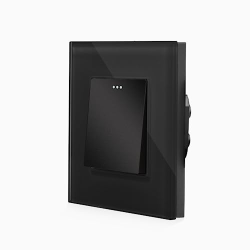 Einfacher Wipp Lichtschalter 1 Fach Wandschalter mit Wippe Kippschalter Licht Glas Schalter mit Glasrahmen in Schwarz von Luxus-Time