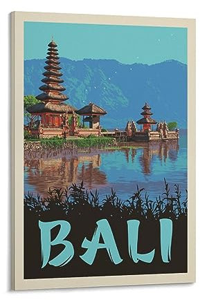 World Travel Retro Poster Bali Poster Kunstdruck Wand Foto Farbe Poster Hängende Bild Familiendekor 30 x 45 cm