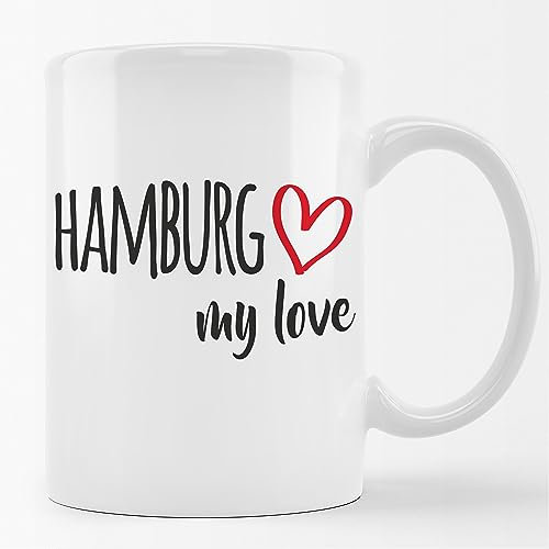 Huuraa Kaffeetasse Hamburg my love Geschenk Tasse Weiß 330ml Hamburg Geschenkidee