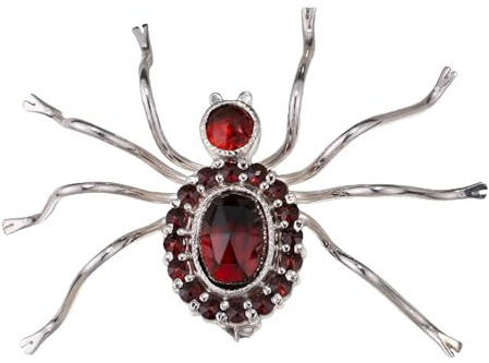 Böhmische Granat Sterlingsilber Spinne Brosche Edelstein Metall Granat