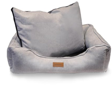 lepuspet Toledo Hundebett, waschbar, rutschfest, Hundekorb mit einem Wendekissen für Winter und Sommer, ideal für große Hunde bis 45 kg (XL 125x85x17 cm), grau