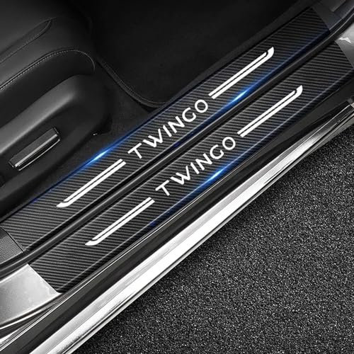 RIDGOEL 4 Stück Auto Einstiegsleisten Türschweller Schutzfolie, für Renault Twingo Kohlefaser Lackschutzfolie Türschweller Trittschutz Aufkleber Auto Tür Schritt Platte Abdeckung Twingo