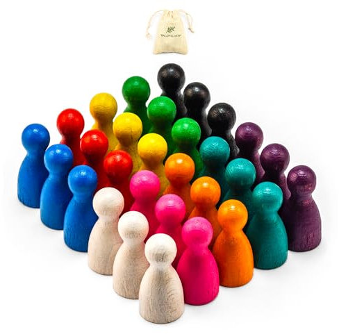 Waldfelsen® Halmakegel: 30 Halmakegel aus Buchenholz in zehn Zubehör für Brettspiele