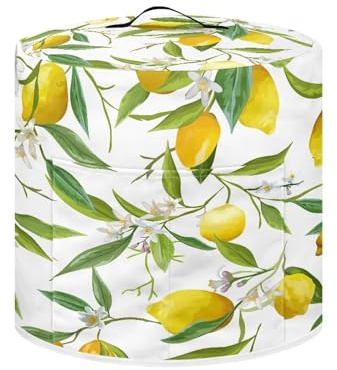 Xoenoiee Lemon Print Kitchen Appliance Dust Cover with Pockets, Electric Pressure Cooker Cover for 6 Litres Compatible with Crock Pot, Rice Cooker Cover