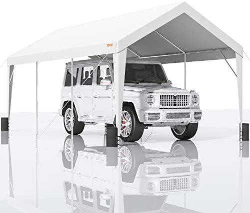 VEVOR Zeltgarage 3 x 6 x 2,8 m Garagenzelt aus 180 g/m² doppelseitig beschichtetes PE und verzinktes Stahlrohr Lagerzelt Carport 38 mm Säulendurchmesser Gerätezelt für 2–3 Erwachsene Weiß