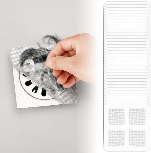 Farerkass 50pcs Desechable Rejilla Desague Ducha Floor Drain Sticker, Pegatinas para El Suelo del Pelo, Filtro Antiobstrucción, para Accesorios De Baño, Esenciales para La Cocina, Fregadero, Bañera