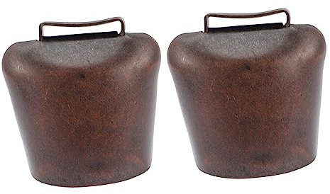 CORHAD 2 Stücke Rot Bronze Vieh Kuhglocke Metall Offene Glocke Knackigen Hellen für Vieh