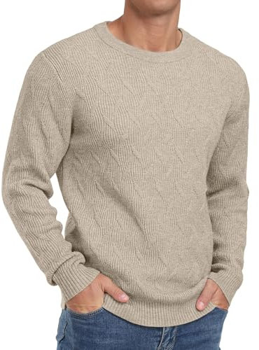 Sailwind Men's Jumpers Crew Neck Warm Pullover Sweater for Men Long Sleeve Soft Jumper for Men Knitwear Sweatshirt Tops (Khaki, XXL)