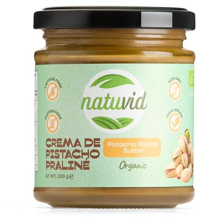 Crema di Pistacchio Praliné BIO Natuvid | 200g | 100% NATUREL | SENZA GLUTINE | SENZA LATTOSIO | Senza zuccheri aggiunti
