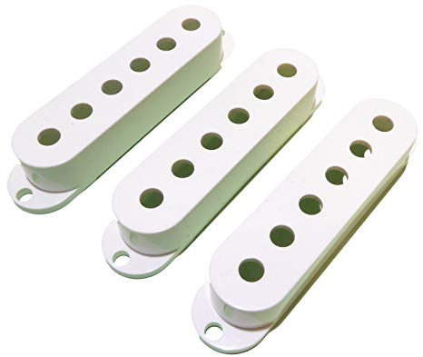 Lot de 3 housses de micro Stratocaster blanches pour guitare électrique – Espacement des pôles de 52 mm – Hauteur totale de 14,7 mm Compatible avec les guitares Fender Stratocaster
