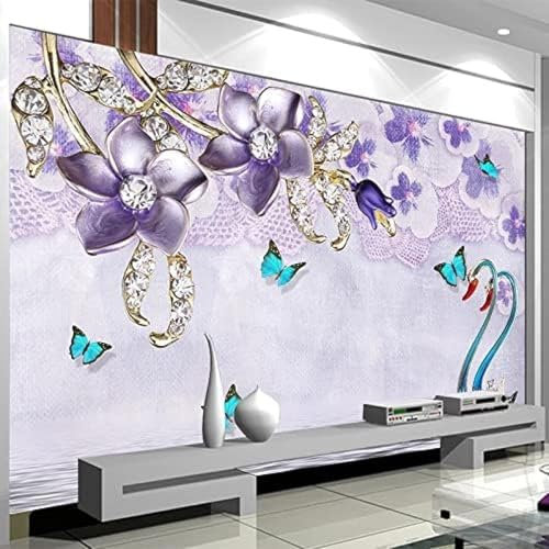 XLMING Luxus-Schwanenblumenschmuck Wandverkleidung 3D Tapete Wohnzimmer Sofa Schlafzimmer Esszimmer Home Dekoration Wand-250cm×170cm