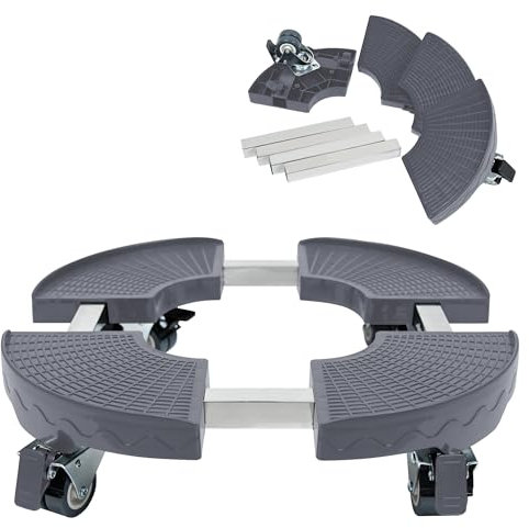 PEILU Pflanzenroller Outdoor Ø39-52cm Pflanzen Untersetzer mit 360° Drehbare Rollen Blumen Rollbrett bis 300KG Gefäßroller für Sonnenschirmständer, Mülleimer, Regentonne, Pflanzentopf (Grau)