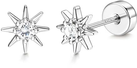 Pendientes Pequeños Plata De Ley 925 Oro Dorados Hipoalergénico Piercing Mujer y Hombre para Oreja, Cartilago, Tragus - Joyeria