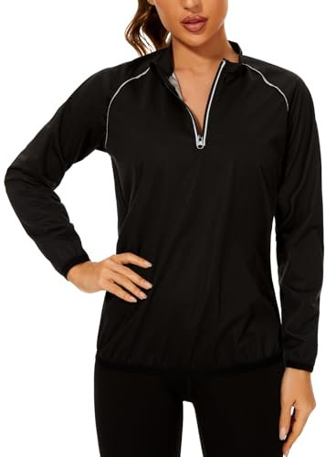 LAZAWG Tuta da sauna da donna a maniche lunghe con cerniera per allenamento sauna camicia per palestra corsa fitness esercizio, Verde scuro, XL