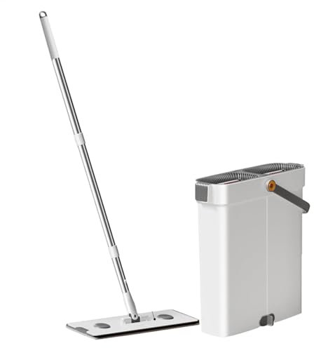 LearnLyrics Set mit Mopp und Eimer, Eimer und Mopp, Set aus Mopp und verstellbarem Eimer aus Mikrofaser – Bodenreinigungssystem, Reinigungssystem für Moppeimer