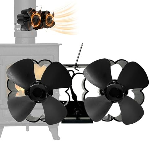 Kixolazr Wärmeventilator für Holzofen - Pelletofen Ventilator Wandmontage Holzofen Gebläse - Thermoventilator mit Überhitzungsschutz Holzofen Zubehör für Pelletofen