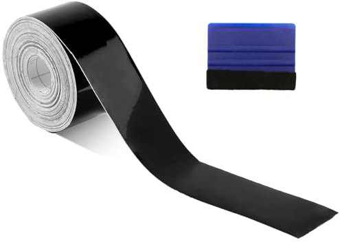 Gloss Black Car Vinyl Wrap Tape Kit, Anti-Scratch Car Wrap Vinyl Tape Self-adhesive Door Sill Protectors Strips for Most Cars (3cm width x 10m length)