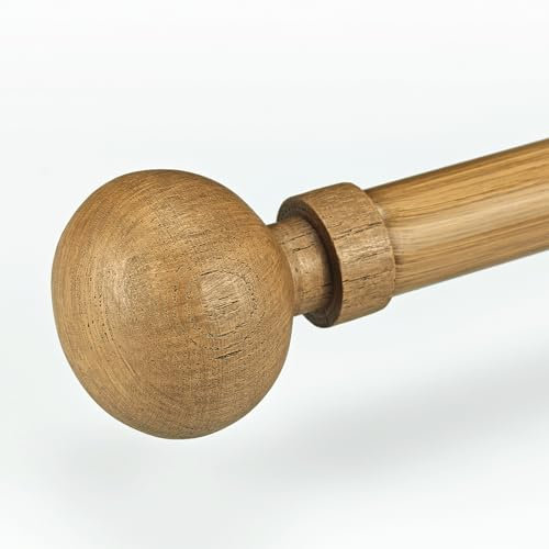 Barras de cortina ajustables de madera sintética de 36 a 72 pulgadas, 1 pulgada de diámetro con remates redondos de grano de madera, se adapta a ventanas pequeñas a medianas de 24 a 68 pulgadas, barra
