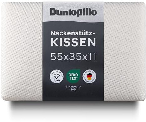 Dunlopillo Nackenkissen – Premium Orthopädisches Kissen mit Memory Foam Füllung | Perfekte Ergonomisches Kopfkissen für Nackenschmerzen | Nackenstützkissen 55x35x11cm