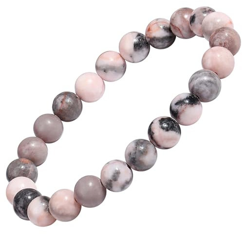 AWARDSEN Zèbre Rose Bracelet Pierre Naturelle Femme hommes Pierre Precieuse Bracelet Stretch Perle Bijoux Cadeau pour Femme hommes 8mm