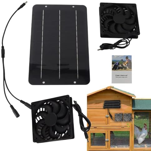 Outdoor Solar Fan, Solar Powered Vent, Air Exhaust Cooling Kit, Portable Ventilation System, 10.63x6.89x0.12 inches, Powerful Breeze Solution for Chicken Coop, Camping, RV, Hiking
