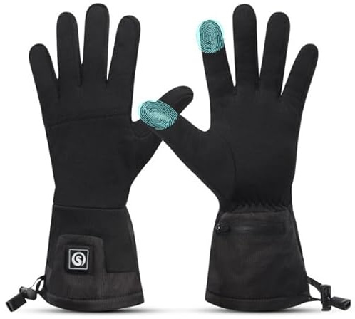 Heated Gloves for Winter – Rechargeable 7.4V 2200mAh batteries, Waterproof, Touch Screen, Thin Electric Ski & Snowmobile Gloves with 3 Heat Levels, Long Battery Life, (S)
