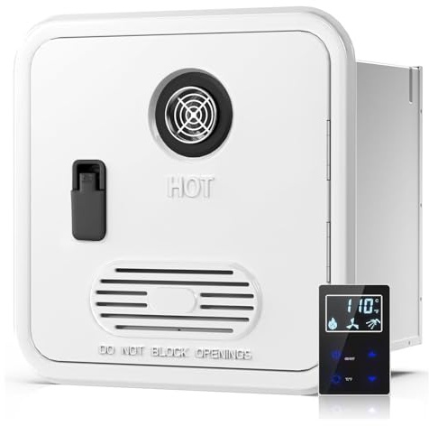 FJYAWEN Scaldabagno Istantaneo Senza Serbatoio per Camper, Scaldabagno Istantaneo a Gas Propano da 55.000 Btu con Telecomando, 12 V, 3,9 Gpm, Compatibile con Tutti I Camper E Roulotte White