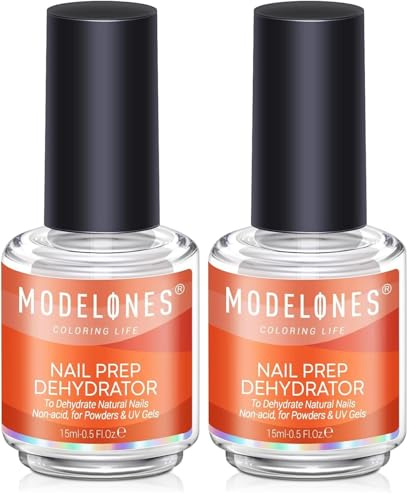 modelones Nail Dehydrator, 15 ml Acid Free Nail Prep Dehydrator for Press Ons/Acrylic Nails/Gel Nail Polish, Primer Bonder (Pack of 2)