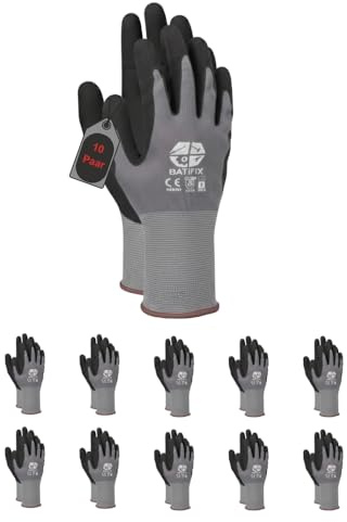 Schutzhandschuhe Universal Flex, 10 Paar, M - 8, mit Nitril-Beschichtung | Präzise Arbeitshandschuhe atmungsaktiv, flexibel, rutschfest & abriebfest für Handwerk, Industrie, Montage & Garten