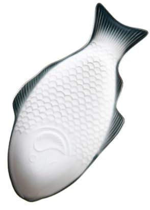 BESPORTBLE Plato Forma de Pescado de Cerámica Verde Oscuro para Uso en Bodas y Cenas en Casa, Tamaño Mediano de 33 CM, para Servir Sushi y Postres