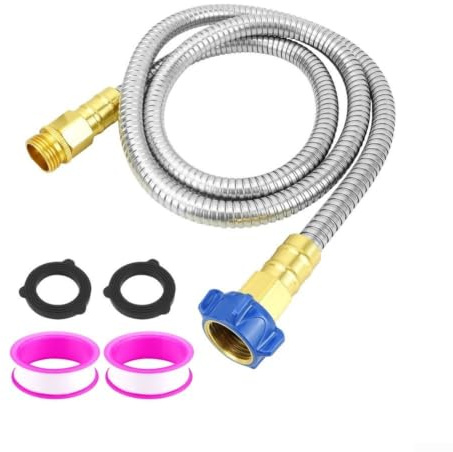 304 Stainless Steel 5FT RV Water Hose With Free Brass Connectors Sealing Washers And PTFE Tape For Safe Drinking Water Delivery