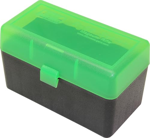 MTM 50 Round Flip-Top Rifle Ammo Box Large Mag (Clear Green/Black)