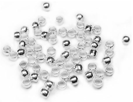 Brass Crimp Beads Bright Silver Barrel 2mm Pack of 850+