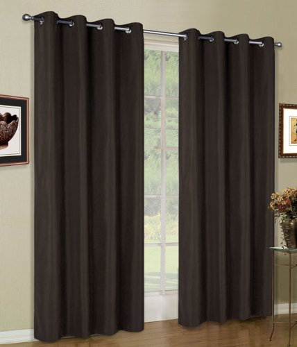Vorhang Blickdicht Schal, 2 Stück 245x140 (HxB) Matte unifarbene Gardine mit Ösen, Braun Material aus Microsatin Micofaser-Gewebe., 204050
