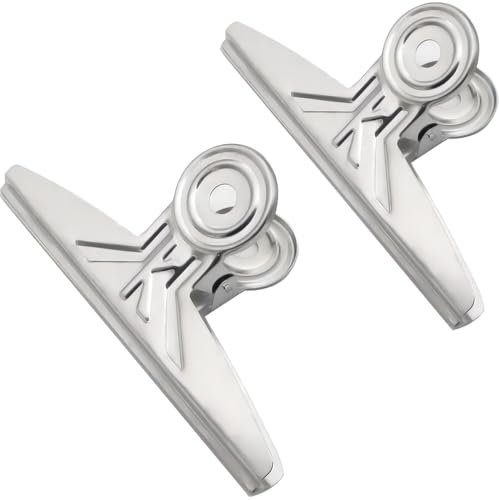 Coideal Bulldog Clips Groß 20 cm Metall, Verschlussklammern 2 Stück Groß Dokumentenklammer Gross für Büro Zeichnungen Kaffeetüten (Silber)