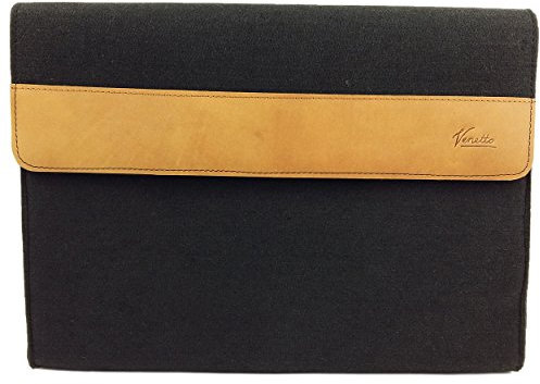 handy-point Venetto DIN A4 Business Aktentasche Arbeitstasche Herren Damen Unisex Filztasche Tasche aus Filz mit Echtleder-Applikationen (Schwarz)