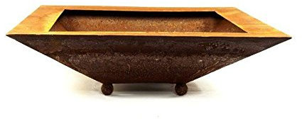 Rostige & Eckige Pflanzschale - Kleine Dekoschale: Ø 40cm - Wetterfest & Frostsicher - Metall/Edelrost/Rost - Rostschale/Bepflanzbare Metallschale zur Dekoration im Garten/Außendeko