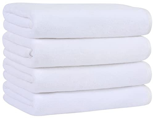 KinHwa Mikrofaser Handtuch 4er Set | Weiche und leichte Microfaser Handtücher, Mikrofaser Badetuch, Super saugfähiges Sporthandtuch| 40cm x 76cm | Reisehandtuch Schnelltrocknend & fusselfrei | Weiß