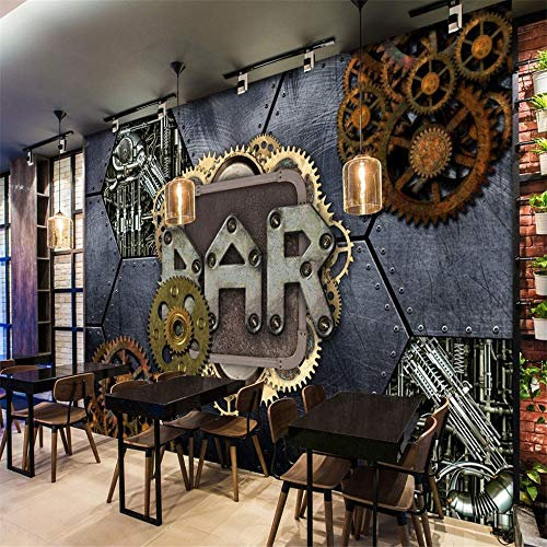 Fond D'Écran Murale Impression Sur Toilelivraison Gratuite Personnalisé 3D Mur Papier Peint Rétro Vintage Style Industriel Barre De Fer Ktv Fond Papier Peint Peinture Déco, 250 * 175Cm