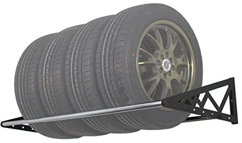 SafeRacks - Soporte de llanta Ajustable de 31 a 56 Pulgadas con Varillas telescópicas, Acero Resistente, Capacidad de Peso de 400 Libras, Color Negro