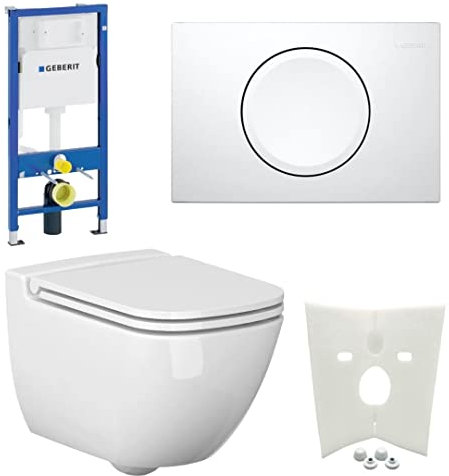 Vorwandelement + Ference WC + Drückerplatte + WC-Sitz Delta11