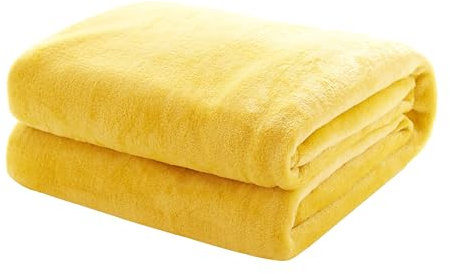 Mixibaby Kuscheldecke Flauschige extra weich & warm Wohndecke Flanell Fleecedecke, Falten beständig/Anti-verfärben als Sofadecke oder Bettüberwurf, Größe:150 cm x 200 cm, Farbe:Gelb