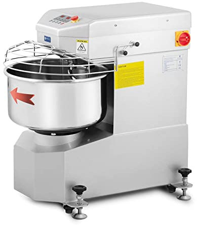 Royal Catering RCPM-20,1S Pétrin Professionnel Boulangerie Pizza Spirale Monophasé Pétrisseuse (1 300 W, 23 l, Quantité max. de farine : 8 kg)