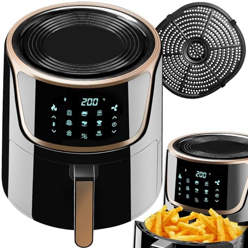tectake® Friteuse sans huile XL 8,5L Airfryer Friteuse à air chaud Professionnelle 8 Programmes Appareil de cuisine Multifonctions Écran tactile Panier de friture amovible, Livre de recettes inclus