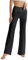 LaiEr Damen Bootcut Yogahose mit Taschen, hohe Taille, ausgestelltes Bootleg Yoga Workout Hose mit Seitentaschen, Schwarz,XXL