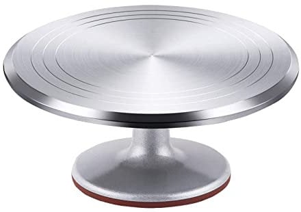 Yizish Cake Turntable Aluminum Alloy Revolving, 12 inch Rotating Cake Stand Decorating Kits for Baking, Pastries and Cupcakes