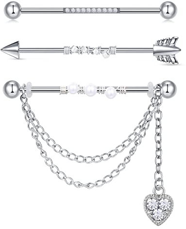 AceFun 12 STK 14 Gauge Industrial Piercings Stab Barbell 38mm 316L Chirurgenstahl Ohr Piercing Schmuck- Silber Color …