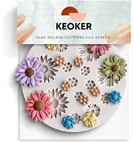 KEOKER Moldes de arcilla polimérica de flores, moldes de arcilla en miniatura para hacer joyas, decoración de aretes (flor pequeña)